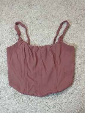 Abercrombie & Fitch L Cinnamon Bone-in Corset Tank Adjustable Shoulder Straps